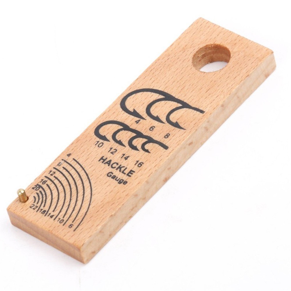 Kairuite Hook & Hackle Gauge for Fly Tying Wooden Hook Size Measure