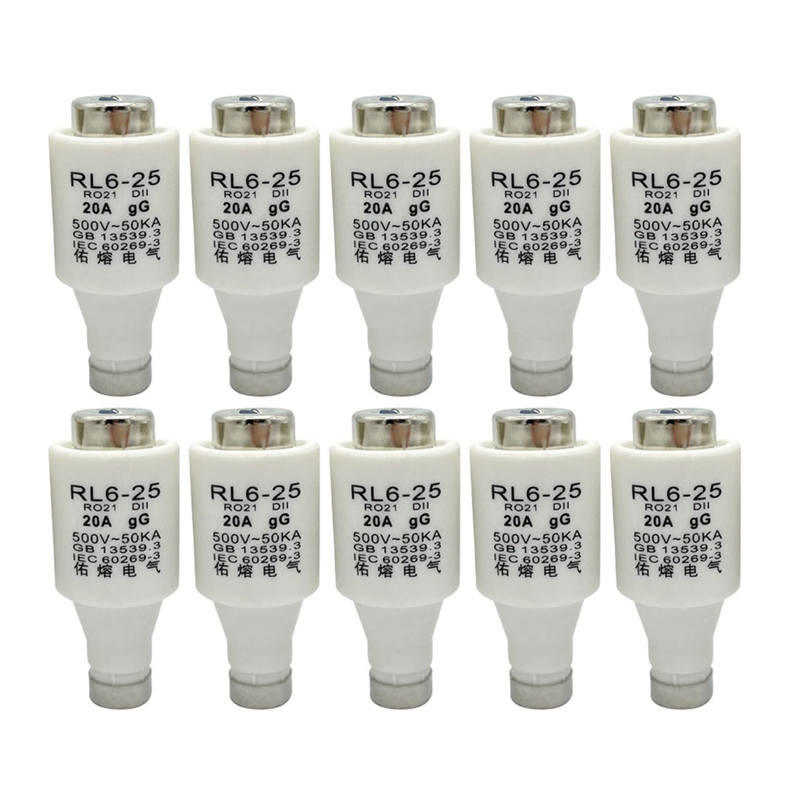 Kairuite Pack of 10 RL625 R021 DII E27 SpiralCeramic Fuses gG Diazed