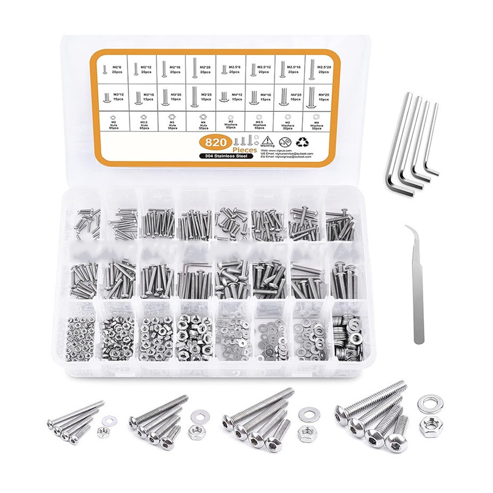 Kairuite Screw Boxed Stainless Steel Round Head Screw Combination Set