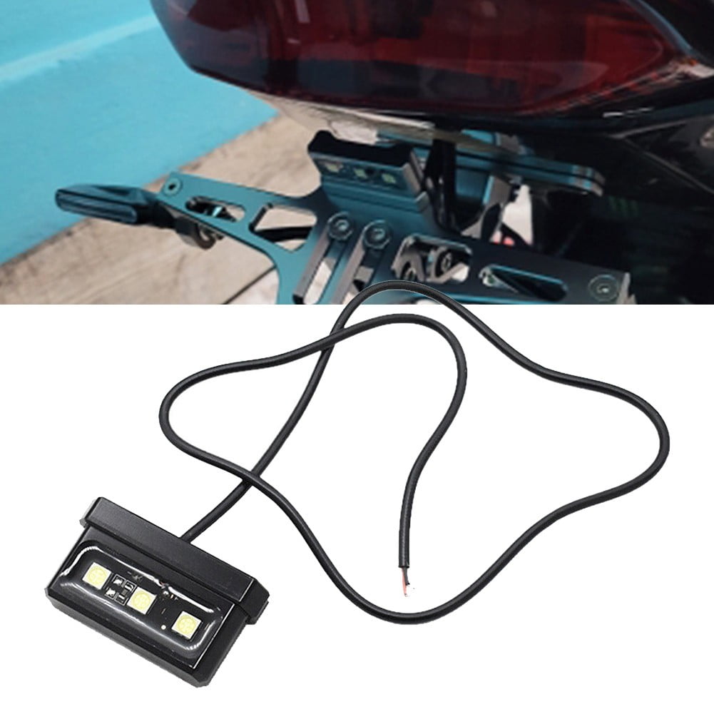 Kairuite Universal Motorcycle LED License Plate Light White Bright Taillight Motorbike