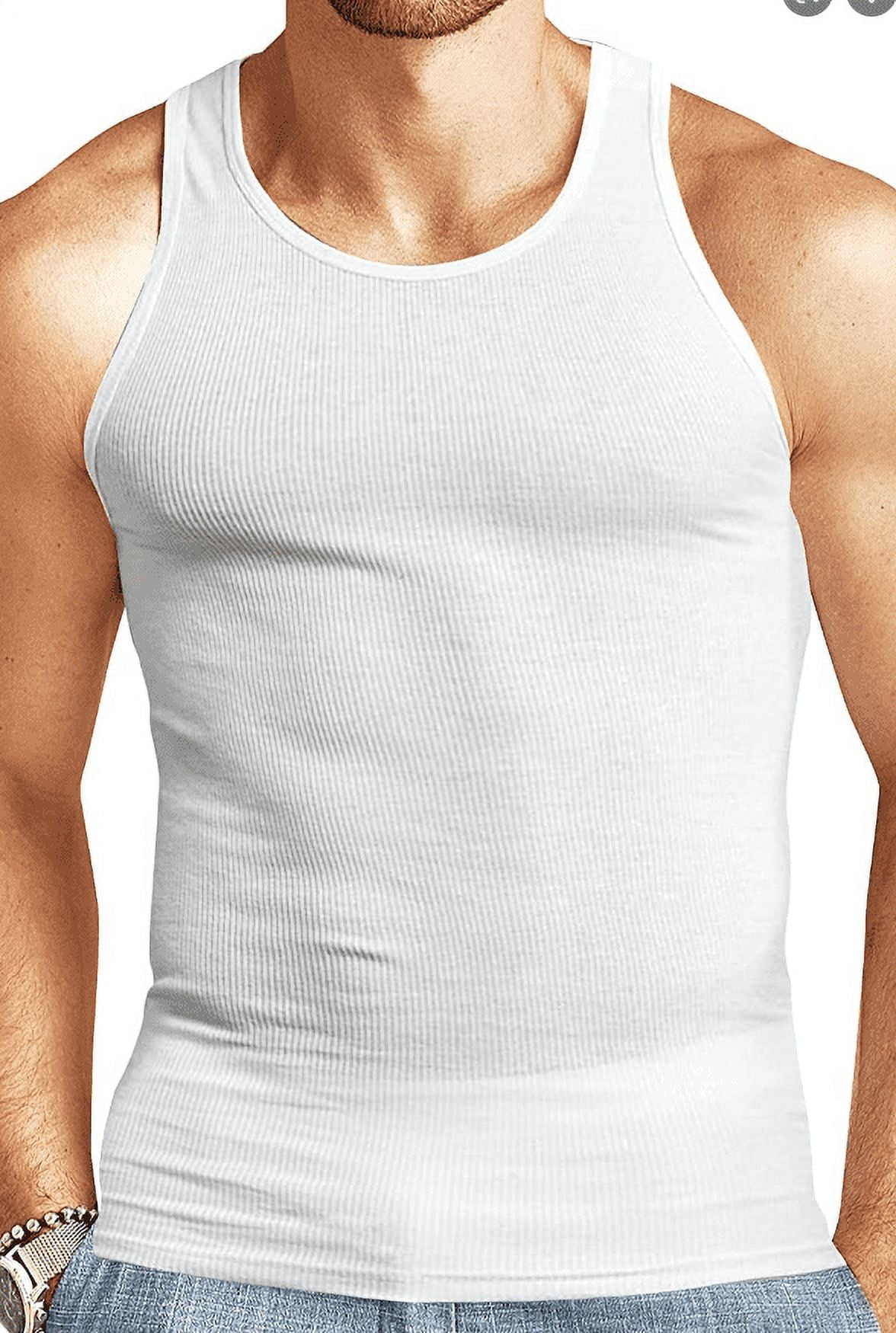 Kaiser Men's 3-Pack Slim Fit Tank Top Premium A-Shirts XLarge White