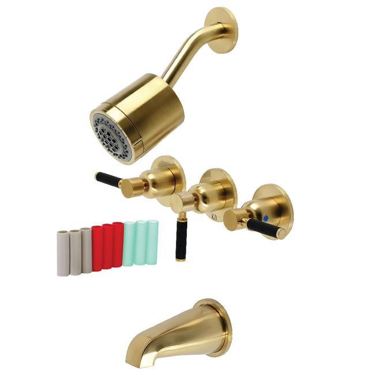 Kaiser ThreeHandle Tub & Shower Faucet, Brushed Brass