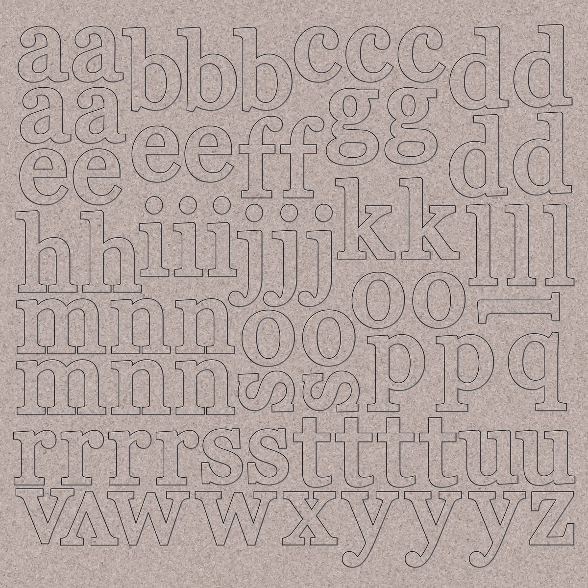 Kaisercraft CB151 Chipboard Alphabet 12''X12''1'' Lowercase Letters