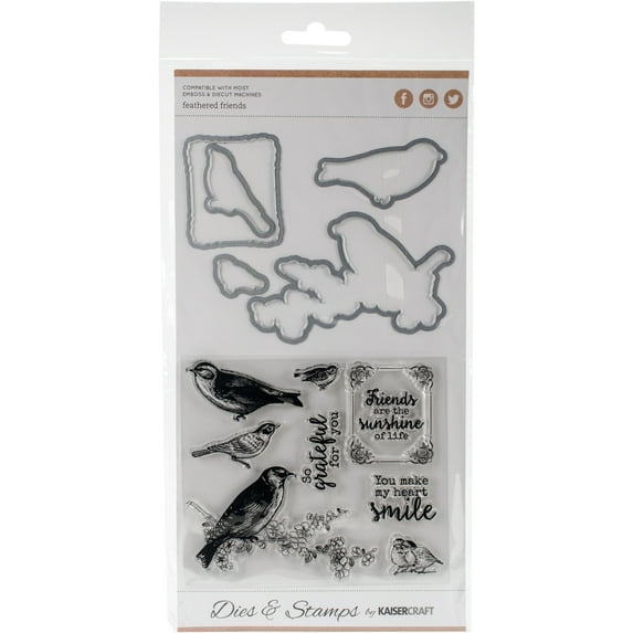 Kaisercraft Dies & Stamps-feathered Friends .5"x1" To 2.25"x3.5"