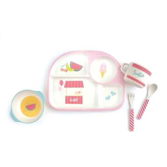 Kaisercraft KS1670 Kids Bamboo Tableware Divided Set - Sweetie - 5 Piece