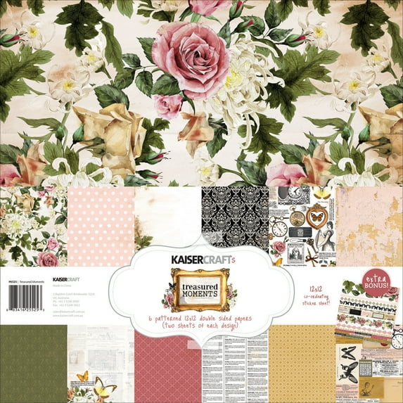 Kaisercraft Paper Pack 12"X12" 12/Pkg-Treasured Moments, Pk 1, Kaisercraft