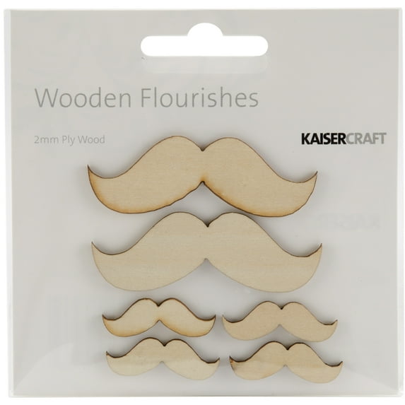 Kaisercraft Wood Flourishes 6/Pkg-Mustaches