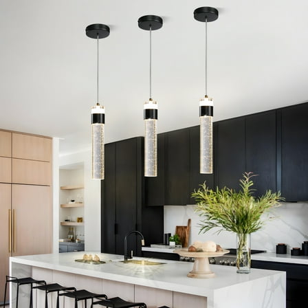 Kaisite Integrated Pendant Lighting for Kitchen Island LED Crystal Bubble Light for Living Room Bathroom Bedroom-3- Light
