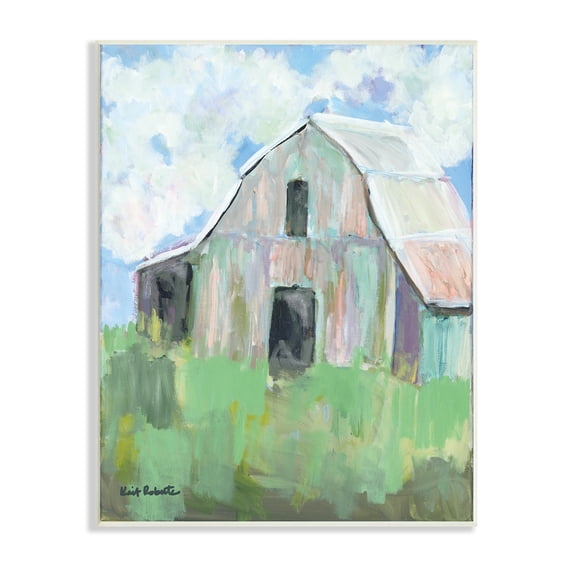 Stupell Industries Rural Barn Tall Grass Countryside Impressionistic Painting,13 x 19, Design by Kait Roberts