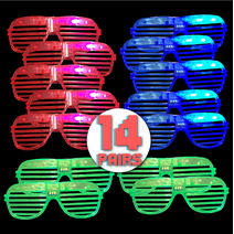 Kaitek 14 Pack Halloween LED Glasses & Shutter Shades, Glow in the Dark Glasses & Kids Party Favor