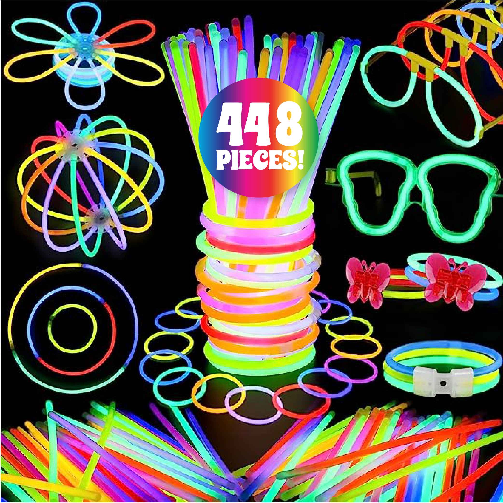 Glow Sticks Halloween Decorations, Glow Sticks Glow Stick Party Kits 100pcs  Fluorescent Neon Dark Party Supplies For Kids Glow Stick Party Wedding Hal