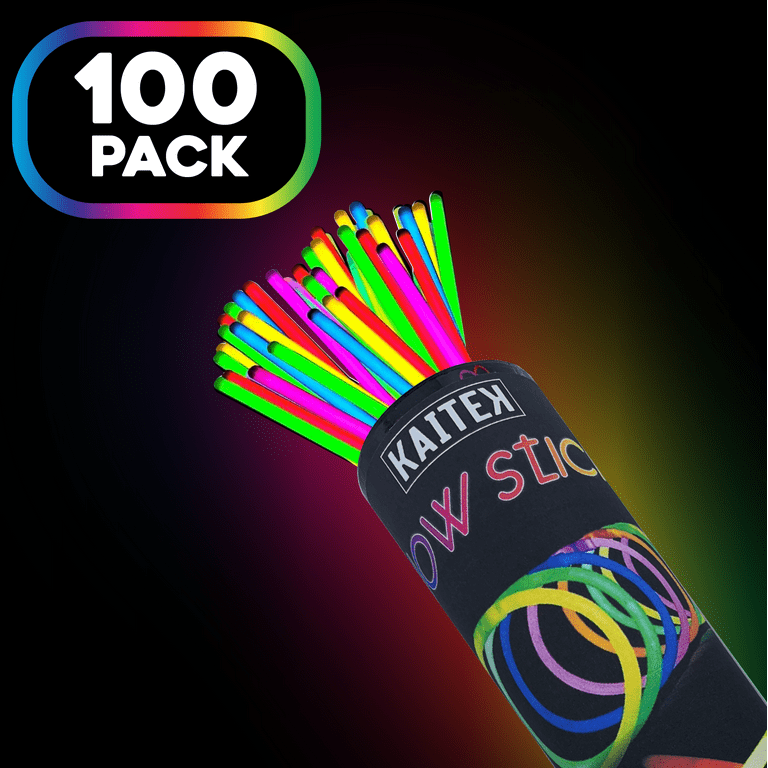 Kaitek Glow Stick Party Favors for Halloween Neon Theme Party Glow in the Dark Sticks Pack of 100