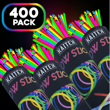 Kaitek Glow Sticks 8" Bulk 400ct Variety, Glow in the Dark for Neon Theme Party