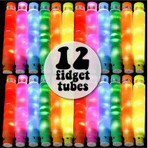 Kaitek LED Multi-Color Light up Pop Tubes, Glow in the Dark Toys for Kids, Party Favors, 12 Tubes