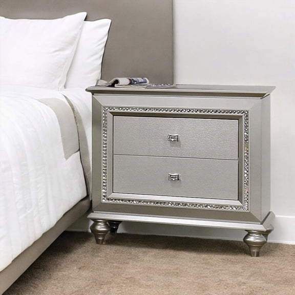 Kaitlyn Champagne Glam Nightstand with Felt-Lined Drawers