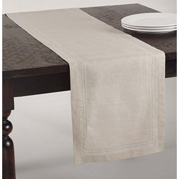Kaitlyn Embroidered Linen Table Runner (Natural)