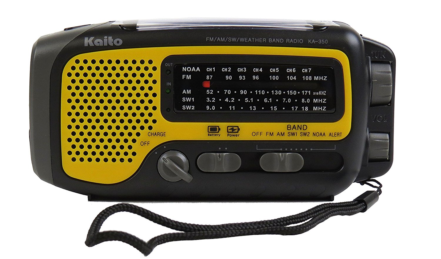 Kaito KA350Y Voyager Trek Solar/Crank AM/FM/SW NOAA Weather Radio with 5-LED Flashlight - Yellow - image 1 of 4
