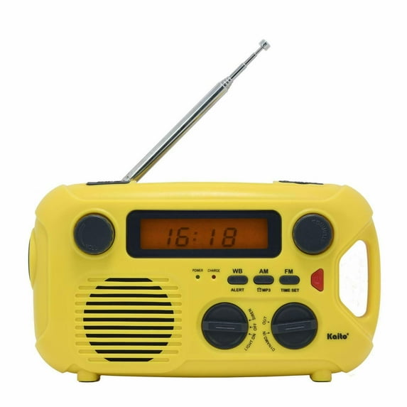 Kaito KA580 Emergency Radio with Solar Dynamo Crank AM FM NOAA Weather Receiver - Yellow