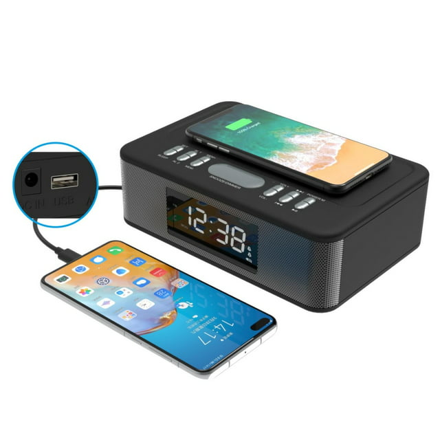 Kaito KA718 Bedside Bluetooth Alarm Clock Radio with Wireless Charger