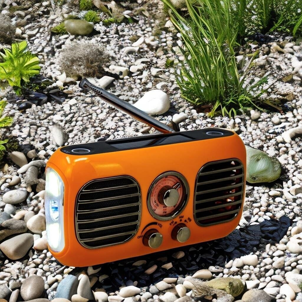 Kaito KA777 AM FM NOAA Weather Emergency Radio with Fan and Flashlight - Orange