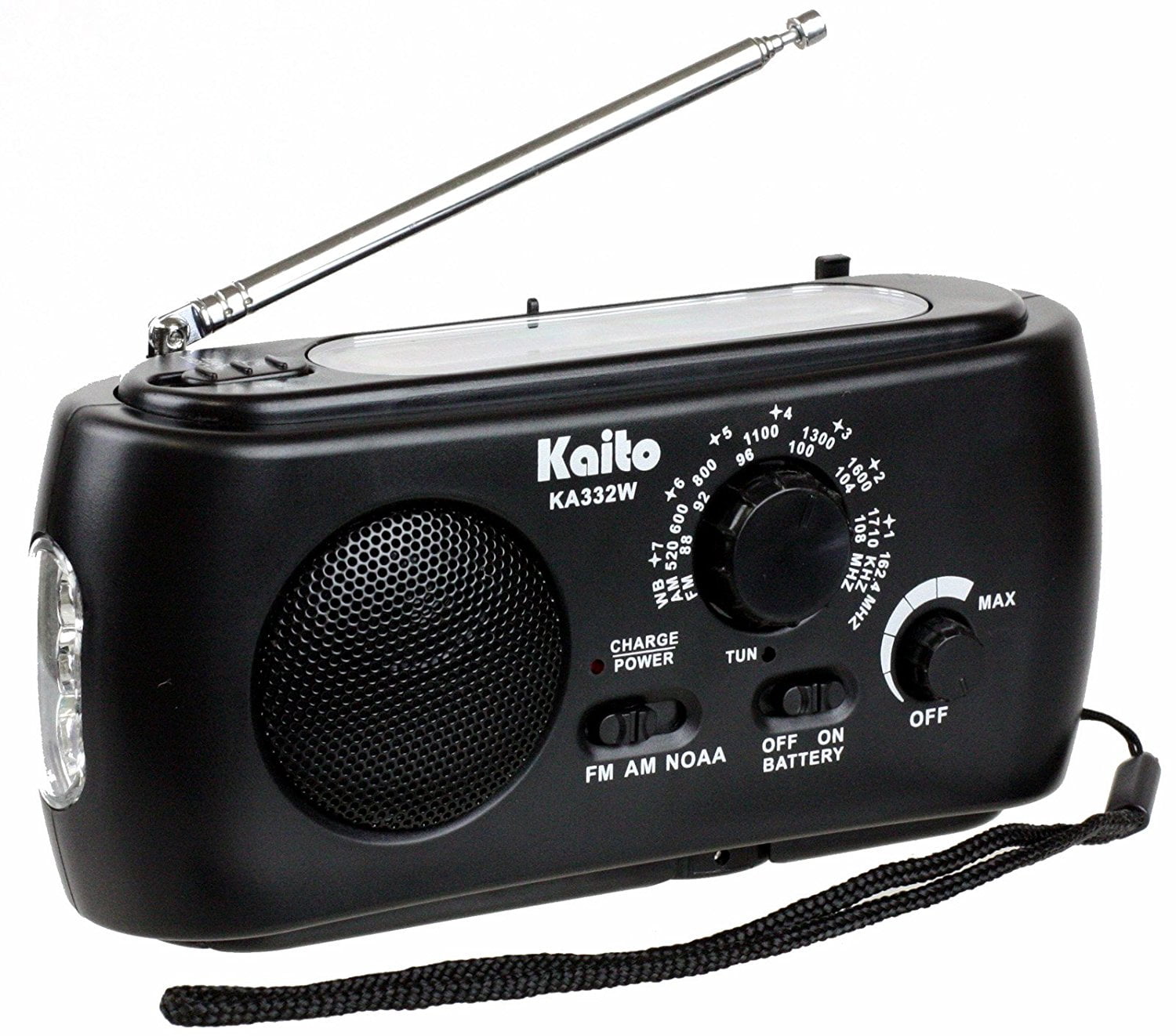 Kaito Solar Internal Speaker Portable Radio, Black, KA332W-BLK