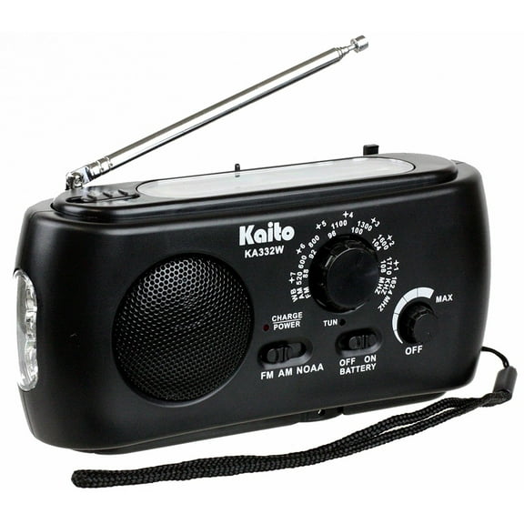 Kaito Solar Internal Speaker Portable Radio, Black, KA332W-BLK