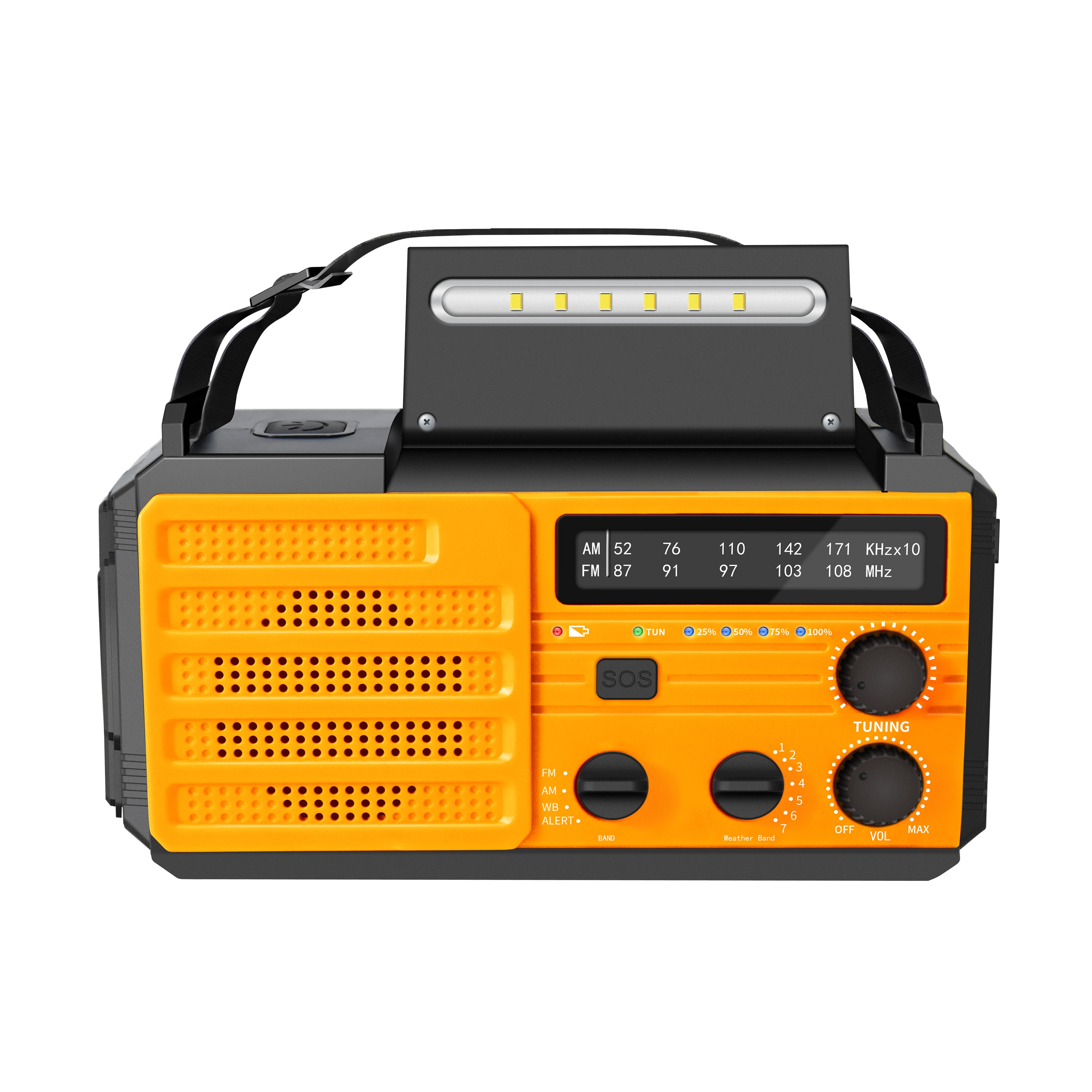 Kaito V3 AM/FM Weather Radio Solar Hand Crank Radio with 4000mAh-Power Bank Yellow