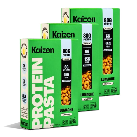 Kaizen Low Carb Keto Pasta Lumache - High Protein (20g), Gluten-Free, Keto-Friendly (6g Net), Plant-Based Lupini Noodles with High Fiber Lupin Flour - 8 ounces (Pack of 3)