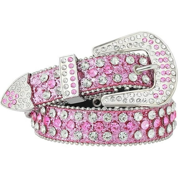 Kajeer Rhinestone Belt for Women Men - Western Cowgirl Sequin Diamond Bling Studded Belts for Jeans Pants