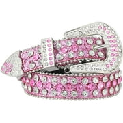 KAJEER Rhinestone Belt for Women Men - Western Cowgirl Sequin Diamond Bling Studded Belts for Jeans Pants