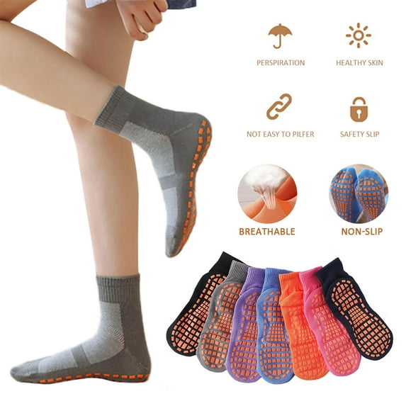 Kajiali 1 Pairs Non Slip Trampoline Socks for Kids, Anti Skid Gripy Floor Socks for Exercises, Gym, Yoga and Pilates
