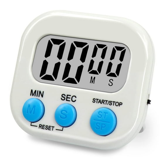 Kajiali 2Pack Digital Kitchen Timer Big Digits Loud Alarm Magnetic Backing Stand White