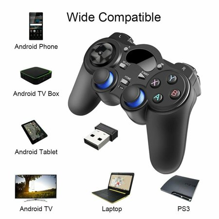 Kajiali Black/White USB Wireless Game Controller 2.4GHz Smart Gamepad Game Controller for PC/Laptop Computer(Windows XP/7/8/10) & PS3 & Android & Steam