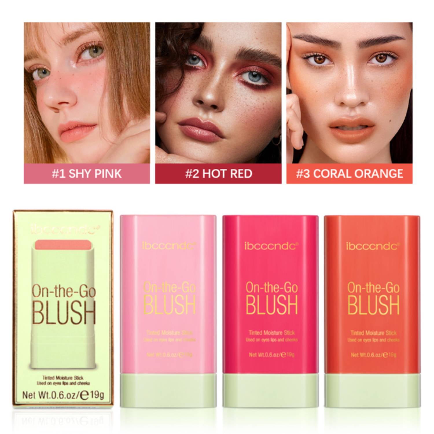 Kajiali MultiUse Makeup Blush Stick,Beauty Solid Moisturizer Stick