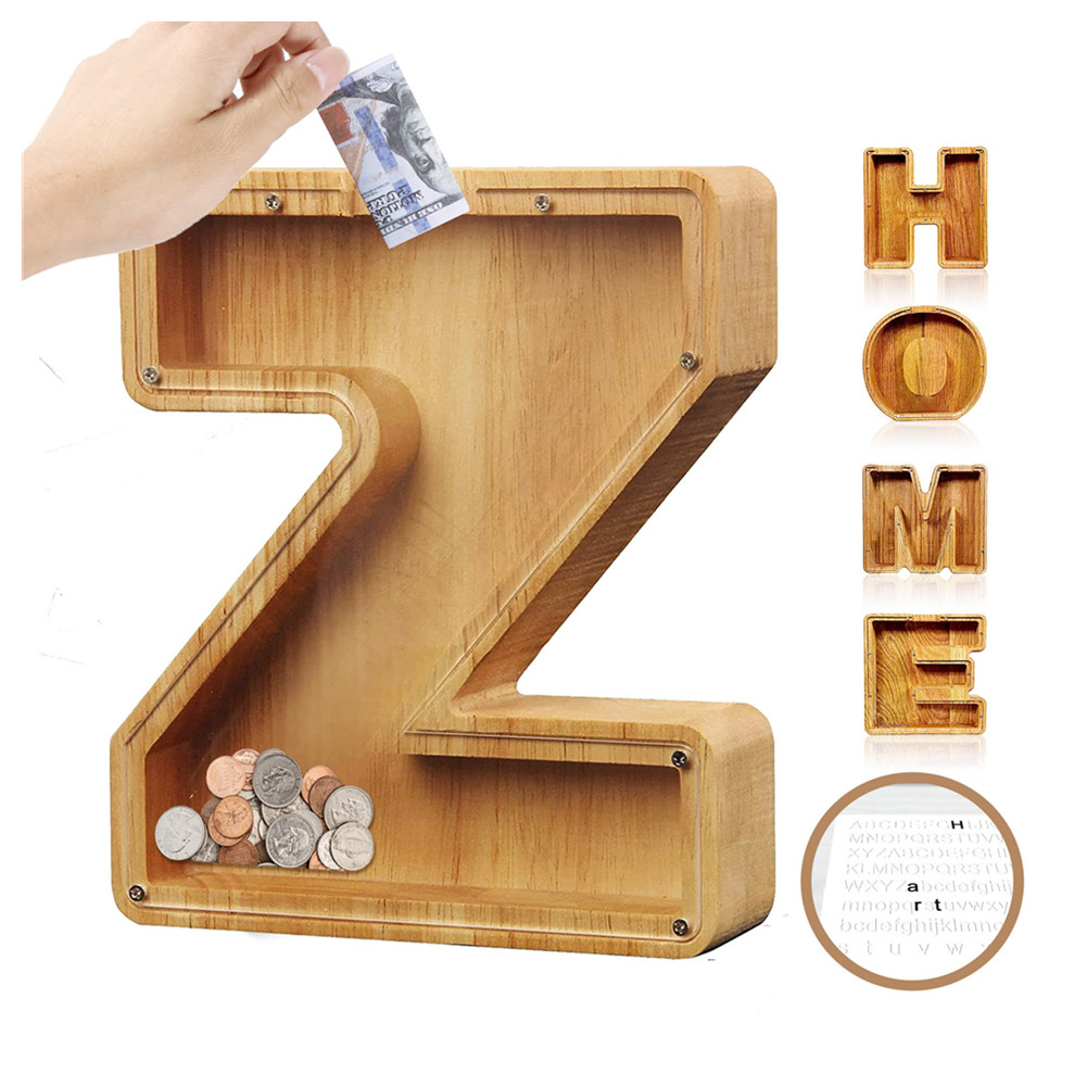 Kajiali Wooden Piggy Bank Twentysix English Alphabet Piggy Bank Wooden