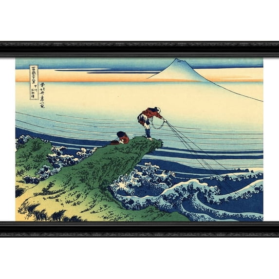 Kajikazawa in Kai Province 40x28 Large Black Ornate Wood Framed Canvas Art by Katsushika Hokusai
