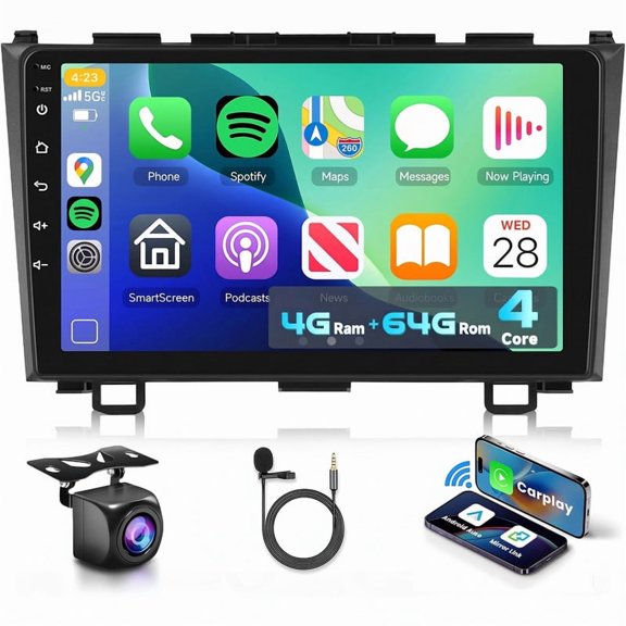 Kakamoden Car Radio for Honda CRV 07-11 64G 9" Touch Wireless CarPlay