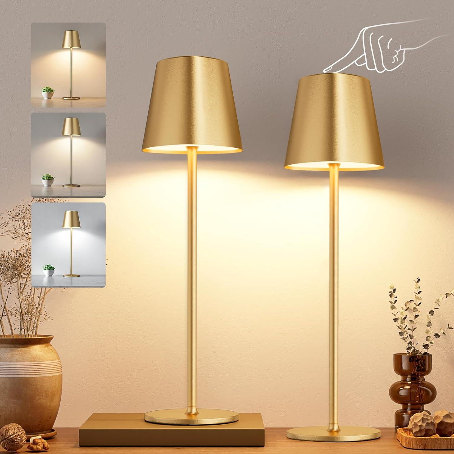 Kakanuo Cordless Table Lamps Set of 2, Portable LED Battery Operated ...