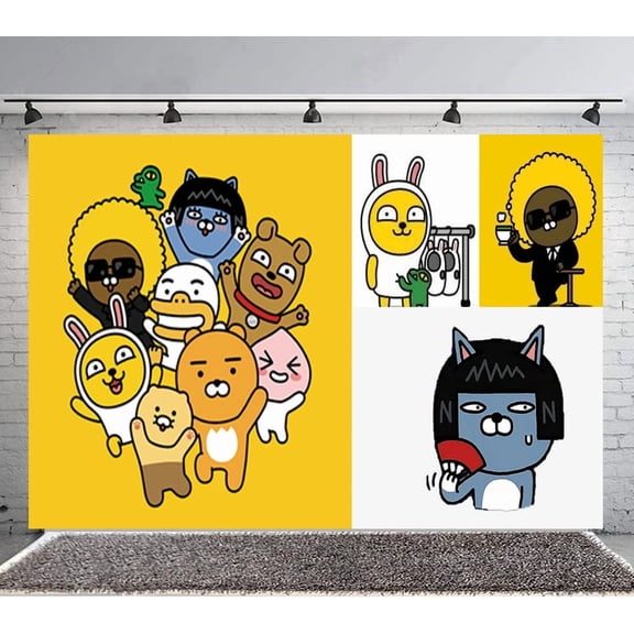 Kakao Friends Backdrop Banner Party Supplies Poster Movie Theme Background for Photography Birthday Decorations