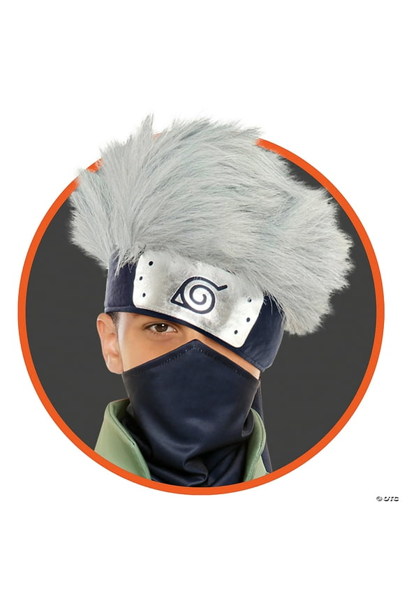Naruto Kakashi Hidden Leaf Adult Costume Headband With Hair