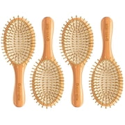 Kakating 4 Pack Bamboo Hair Brush for Hair Growth | Natural Wooden Hair Brushes Detangling Massaging Scalp Bulk