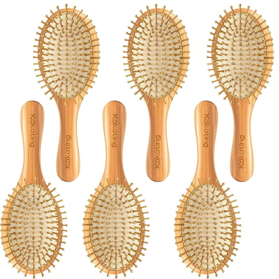 Kakating 6 Pack Bamboo Hair Brush for Hair Growth | Natural Wooden Hair Brushes Detangling Massaging Scalp Bulk
