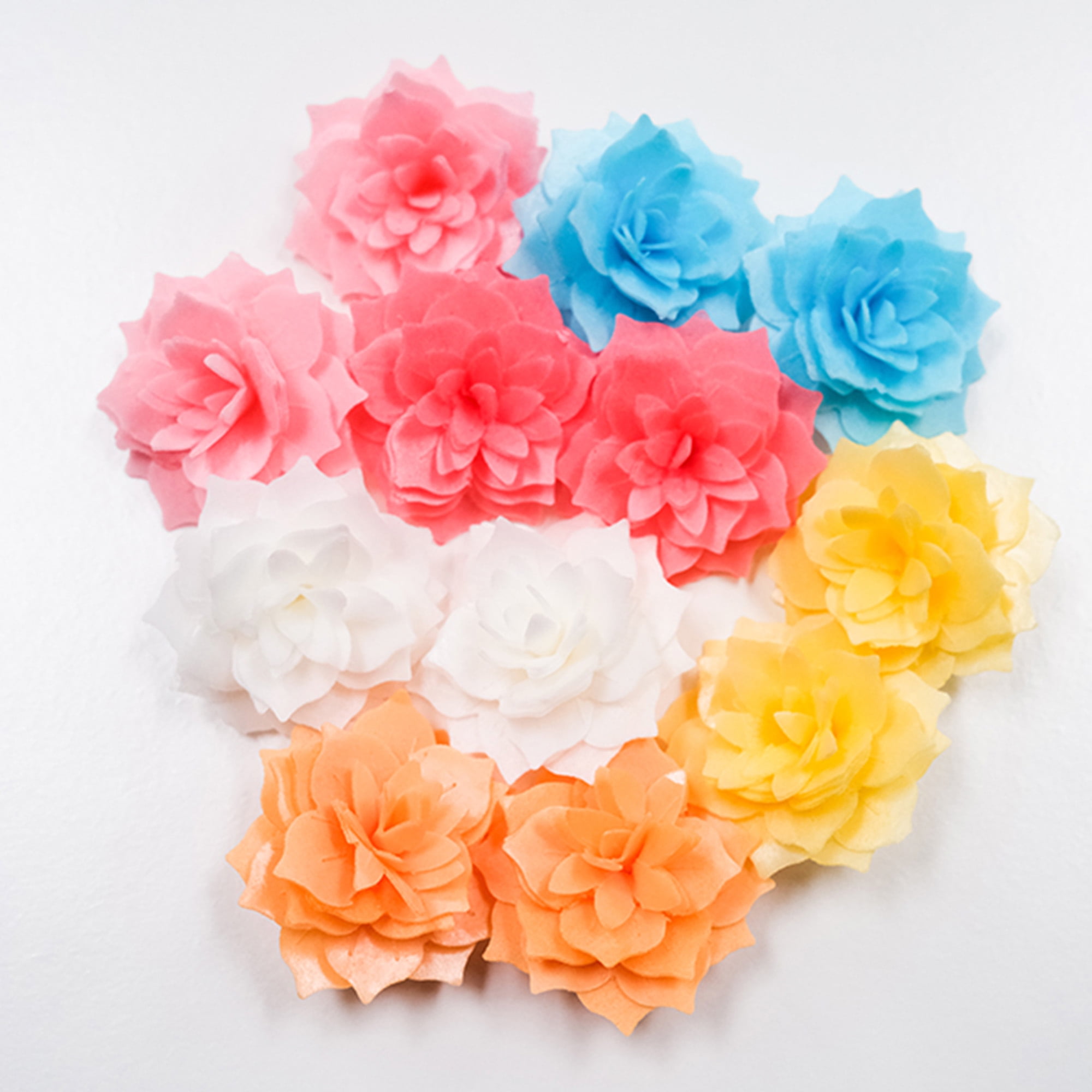KakeWalk Summer Flower Edible Wafer Paper Flowers, 12 pack