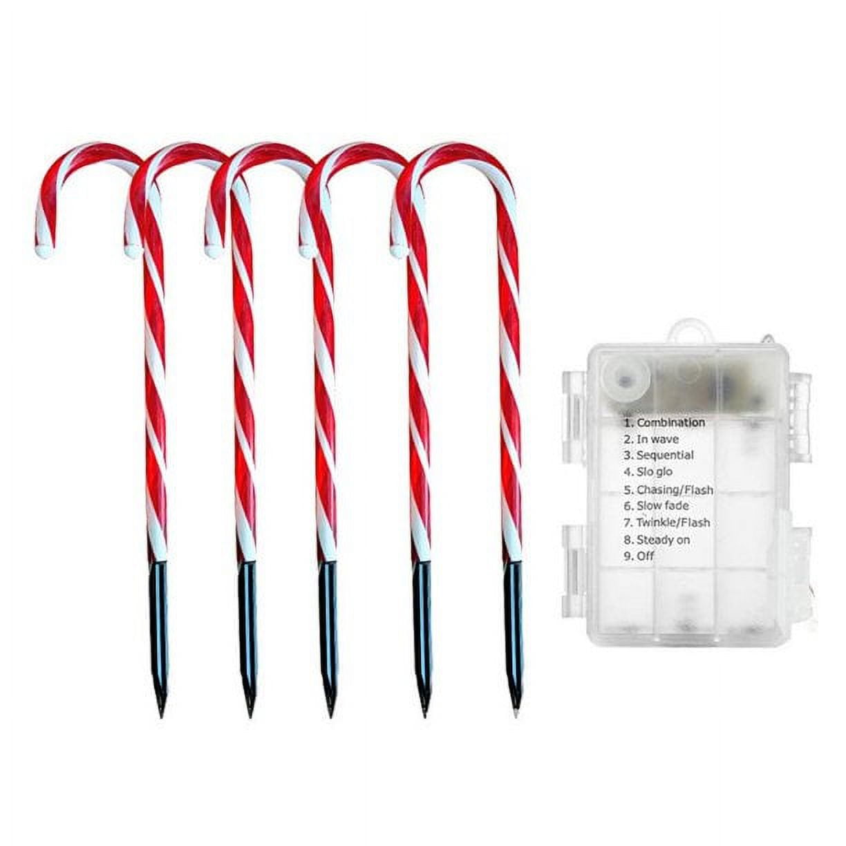 Kakidly 5Pcs Christmas Pathway Solar Lights Christmas Candy Cane Lights