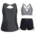 thumbnail image 1 of Kakii 3 Piece Tankini Swimsuits for Women Swim Tank Top with Bra and High Waist Boy Shorts with Pockets, 1 of 6