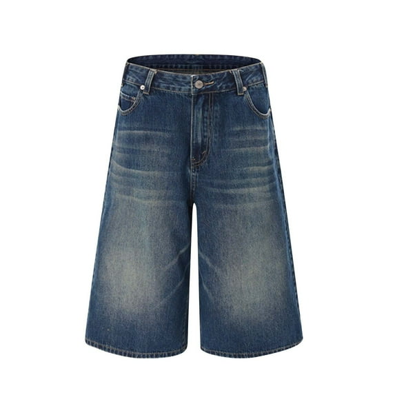 Kakii Baggy Jean Shorts Men,y2k Jorts Hip Hop, Mens Denim Shorts Loose Fit Vintage Streetwear Summer