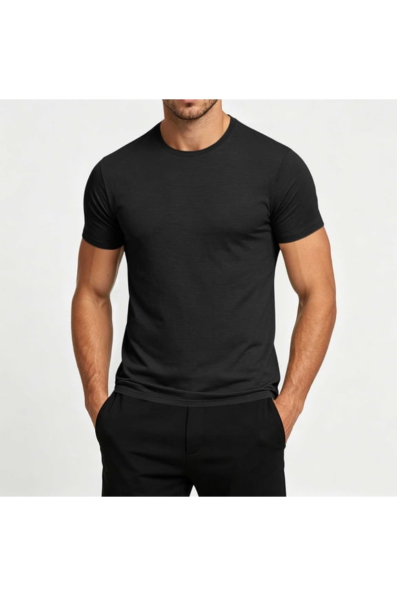 Camp Mens Bamboo Viscose T Shirt Ultra Soft Plain Tshirts for Men Cooling Crew Neck Casual Basic Tee Shirt Undershirt