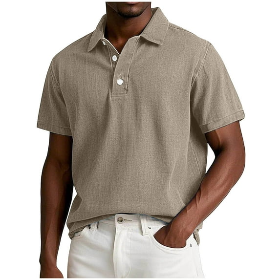 Kakii Classic Men's Polo Shirt,Short Sleeve Cotton Top with Three Button Placket & Chest Pocket, Casual Basic Tee