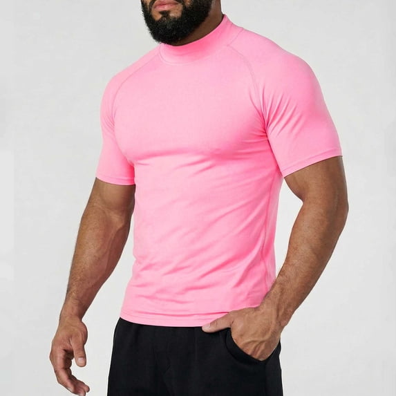 Kakii Compression Shirt Men Mock Turtleneck Short Sleeve Athletic Workout T Shirts Quick Dry Sports Undershirt Base Layer Tee Tops
