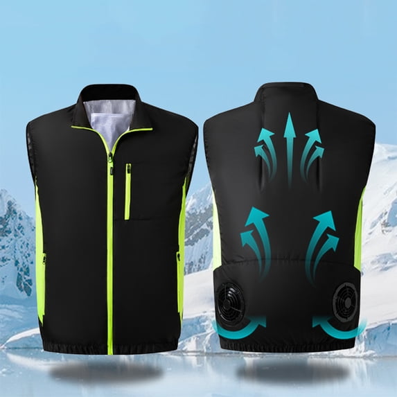 Kakii Cooling Fan Vest, Air Conditioning Fans Vest Electric Cool Vest Heat Reducing Clothing for Hiking Cooling Work Fishing
